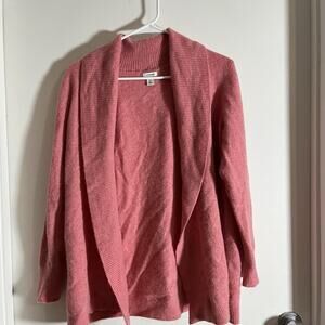 LL Bean Sweater Womens XL Open Front Cardigan Pink Cashmere Casual Ladies